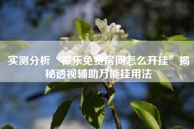 实测分析“微乐免费房间怎么开挂”揭秘透视辅助万能挂用法
