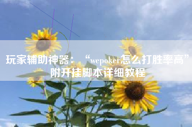 玩家辅助神器：“wepoker怎么打胜率高	”附开挂脚本详细教程