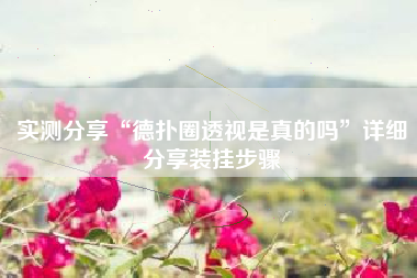 实测分享“德扑圈透视是真的吗	”详细分享装挂步骤