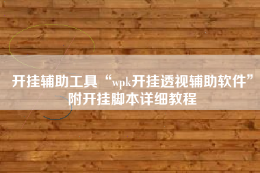 开挂辅助工具“wpk开挂透视辅助软件”附开挂脚本详细教程