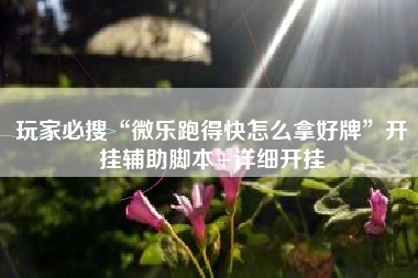 玩家必搜“微乐跑得快怎么拿好牌”开挂辅助脚本+详细开挂