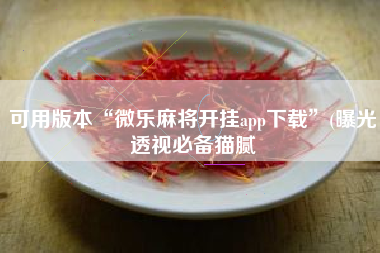 可用版本“微乐麻将开挂app下载	”(曝光透视必备猫腻