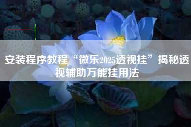 安装程序教程“微乐2025透视挂	”揭秘透视辅助万能挂用法