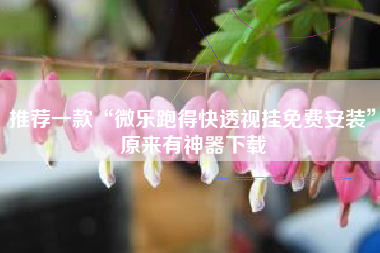 推荐一款“微乐跑得快透视挂免费安装”原来有神器下载