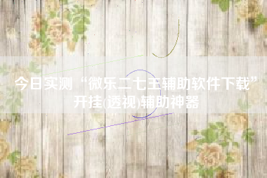 今日实测“微乐二七王辅助软件下载”开挂(透视)辅助神器