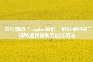 教程辅助“wepoker德州 一键透视购买	”揭秘透视辅助万能挂用法