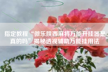 指定教程“微乐陕西麻将万能开挂器是真的吗	”揭秘透视辅助万能挂用法