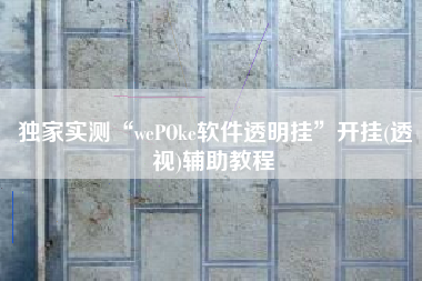 独家实测“wePOke软件透明挂	”开挂(透视)辅助教程