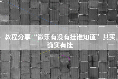 教程分享“微乐有没有挂谁知道”其实确实有挂