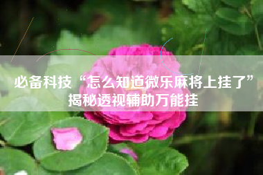 必备科技“怎么知道微乐麻将上挂了”揭秘透视辅助万能挂