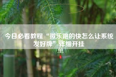 今日必看教程“微乐跑的快怎么让系统发好牌”详细开挂