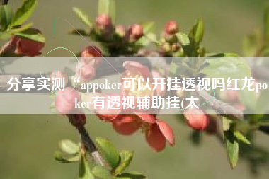 分享实测“appoker可以开挂透视吗红龙poker有透视辅助挂(太