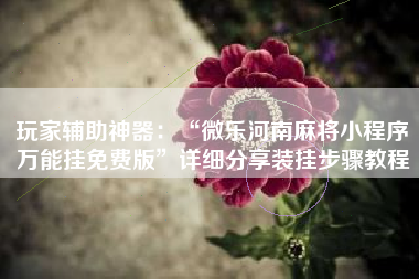 玩家辅助神器：“微乐河南麻将小程序万能挂免费版”详细分享装挂步骤教程