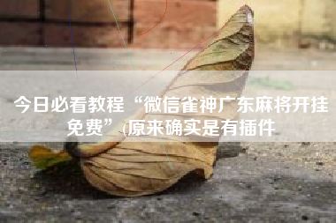 今日必看教程“微信雀神广东麻将开挂免费”(原来确实是有插件