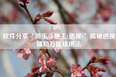 软件分享“微乐斗地主(透视)”揭秘透视辅助万能挂用法