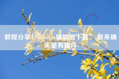 教程分享“hhpoker辅助器下载”(原来确实是有插件