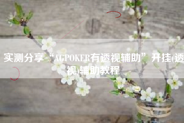 实测分享“AGPOKER有透视辅助”开挂(透视)辅助教程