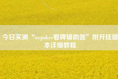 今日实测“wepoker看牌辅助器	”附开挂脚本详细教程