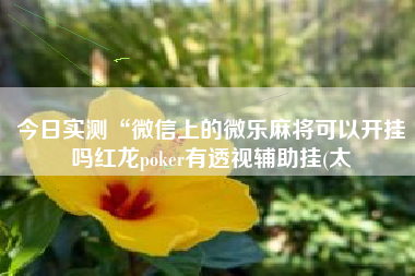 今日实测“微信上的微乐麻将可以开挂吗红龙poker有透视辅助挂(太