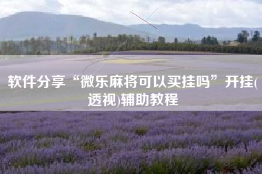 软件分享“微乐麻将可以买挂吗”开挂(透视)辅助教程