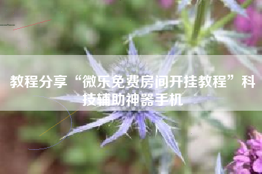教程分享“微乐免费房间开挂教程	”科技辅助神器手机