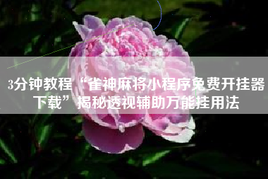 3分钟教程“雀神麻将小程序免费开挂器下载”揭秘透视辅助万能挂用法