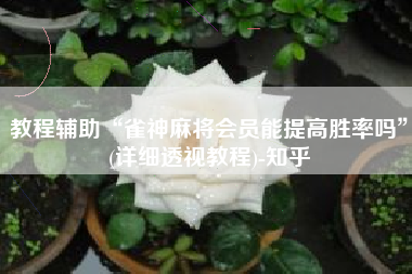 教程辅助“雀神麻将会员能提高胜率吗”(详细透视教程)-知乎