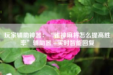 玩家辅助神器：“雀神麻将怎么提高胜率”辅助器 - 实时智能回复